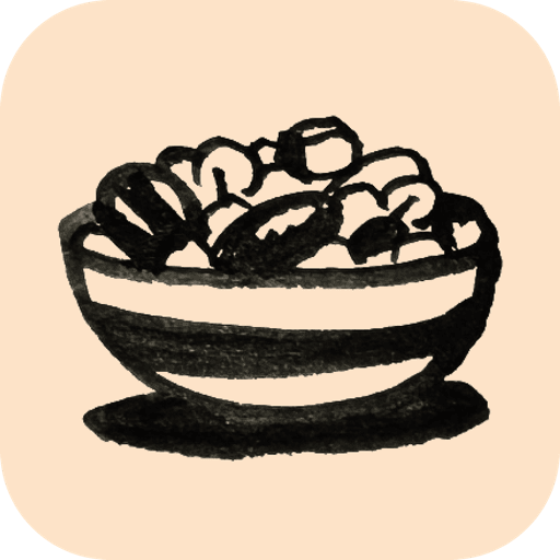 Muesli app icon — a hand-inked bowl of muesli drawn by Guy Parker-Rees